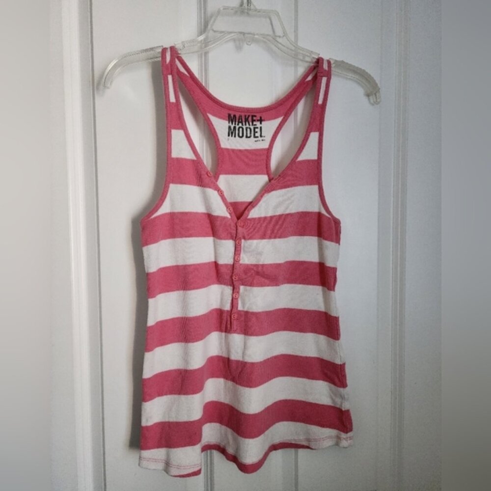 Item #:101 Victoria Secret Make + Model Pink and White Stripe Tank Top